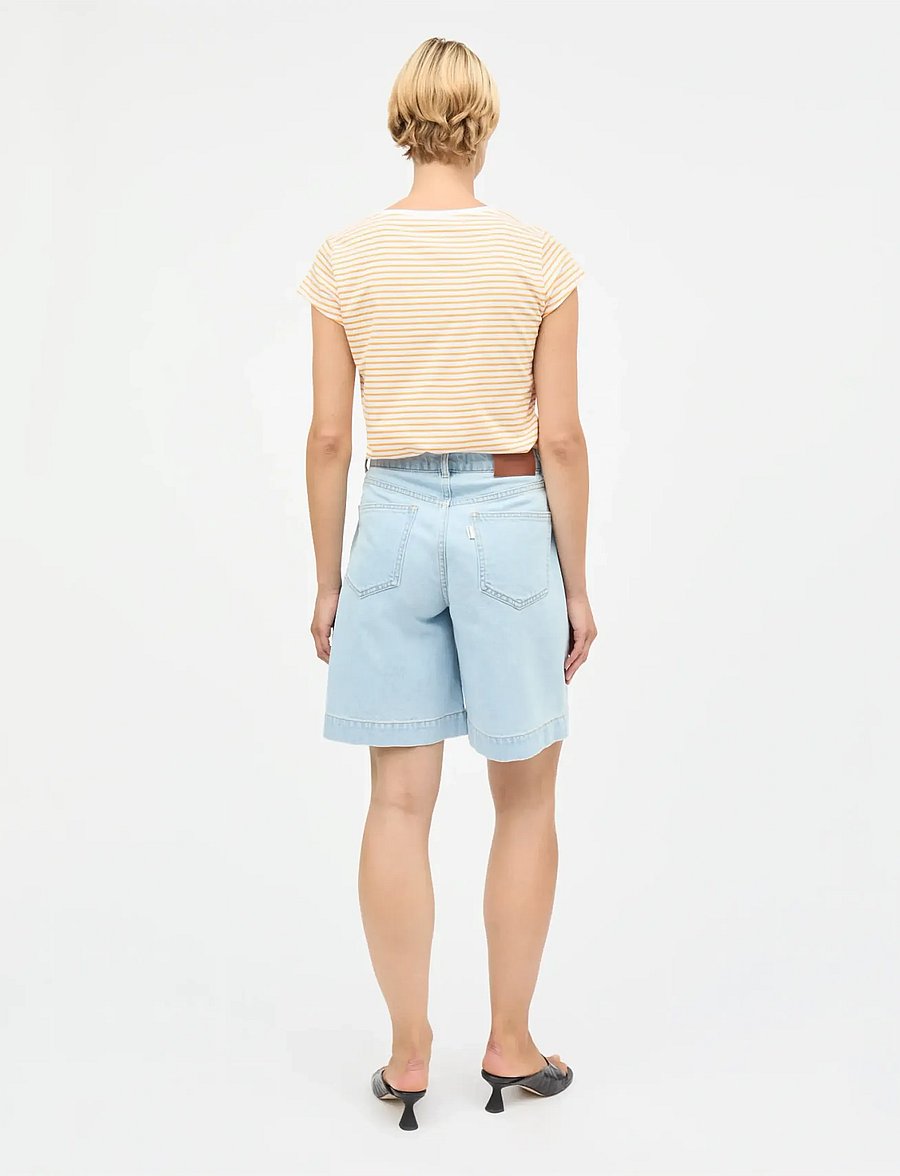 Mads Nørgaard - Fine Jersey Stripe Teasy Tee FAV - t-särgid - brilliant white/zinnia - 2