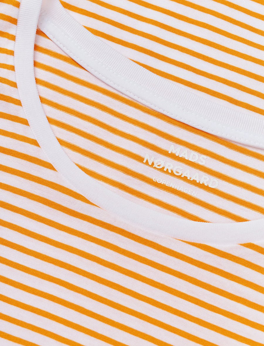 Mads Nørgaard - Fine Jersey Stripe Teasy Tee FAV - t-särgid - brilliant white/zinnia - 3