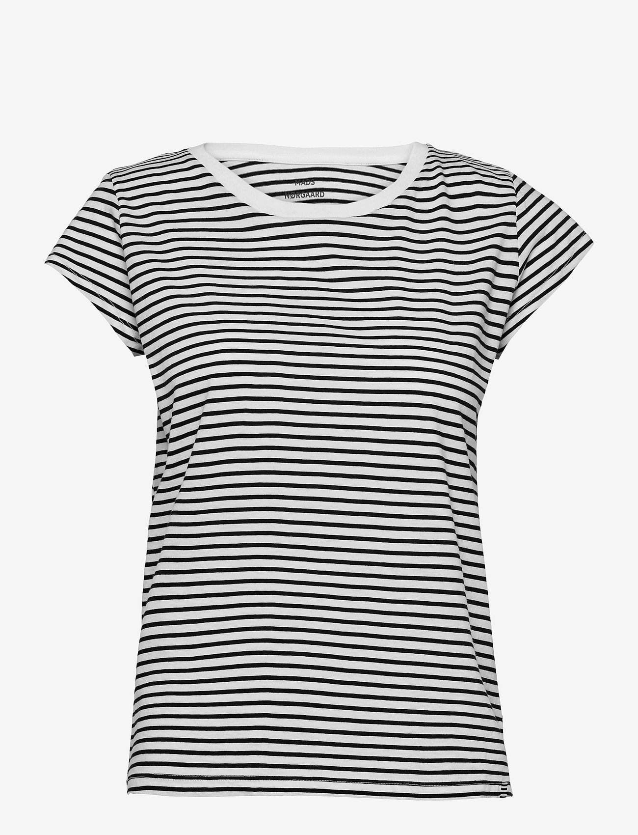 Mads Nørgaard - Fine Jersey Stripe Teasy Tee FAV - t-shirts - white/black - 0