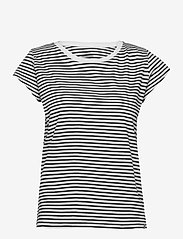 Mads Nørgaard - Organic Jersey Stripe Teasy Tee FAV - t-shirts - white/black - 0