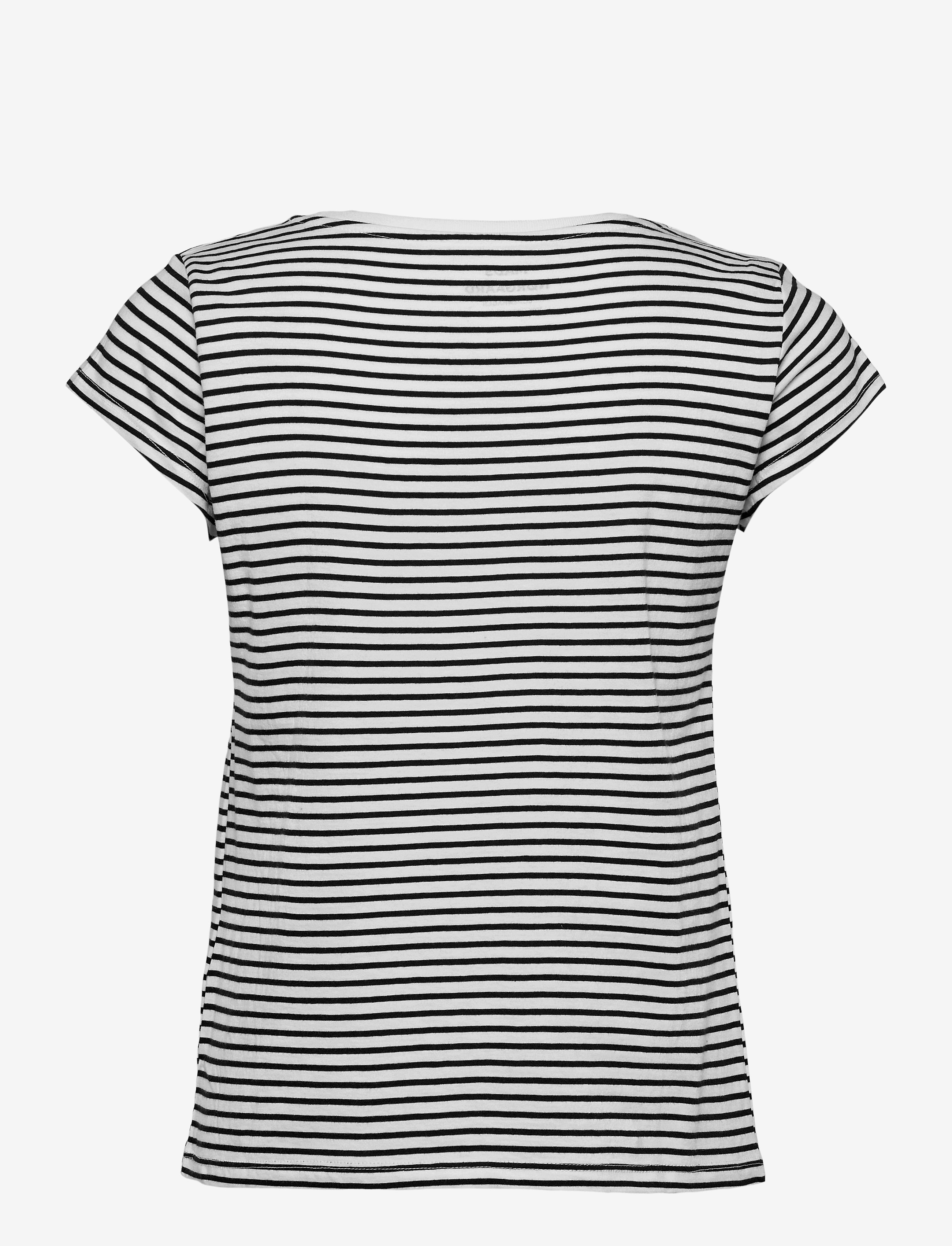 Mads Nørgaard - Fine Jersey Stripe Teasy Tee FAV - t-skjorter - white/black - 1