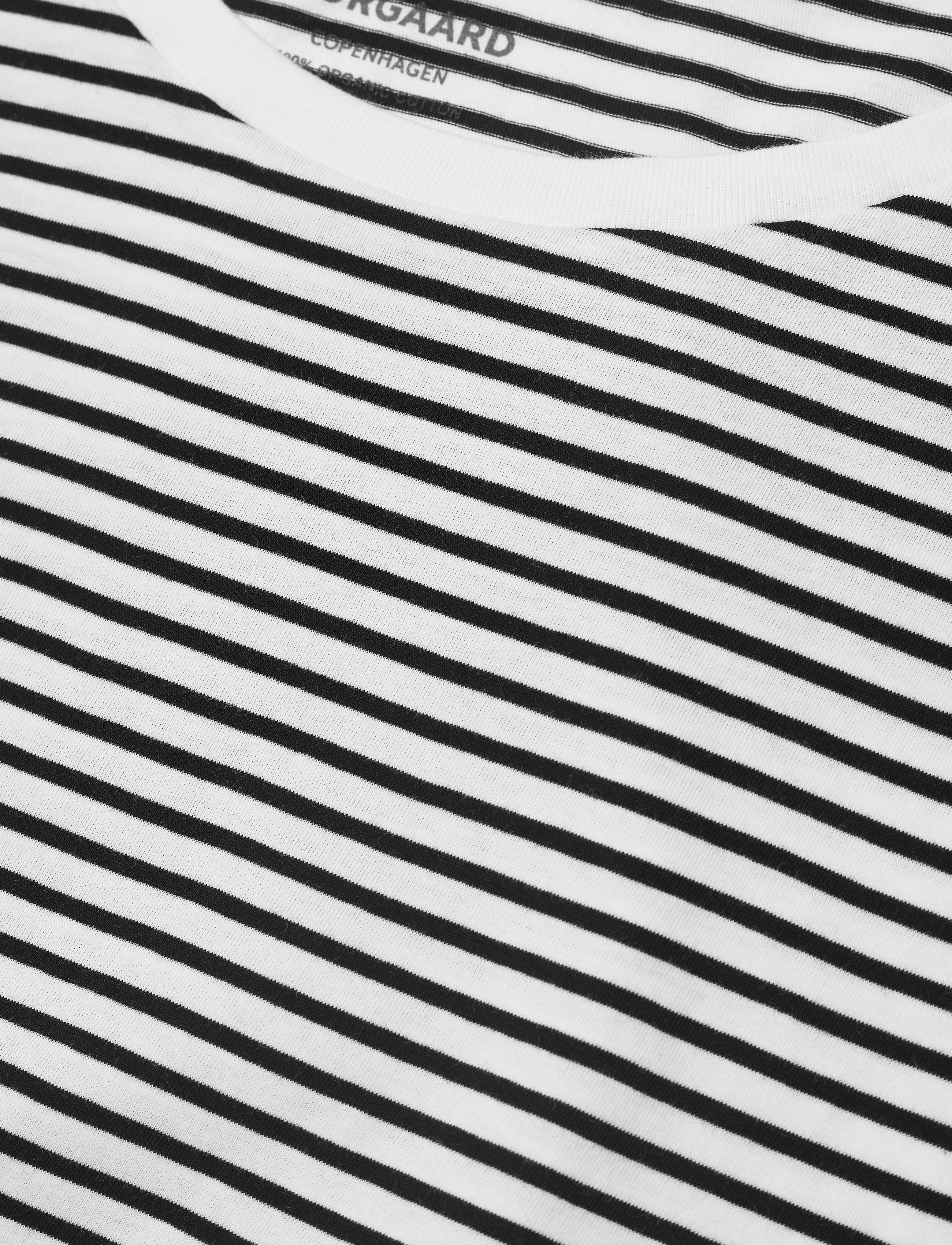 Mads Nørgaard - Fine Jersey Stripe Teasy Tee FAV - t-skjorter - white/black - 2