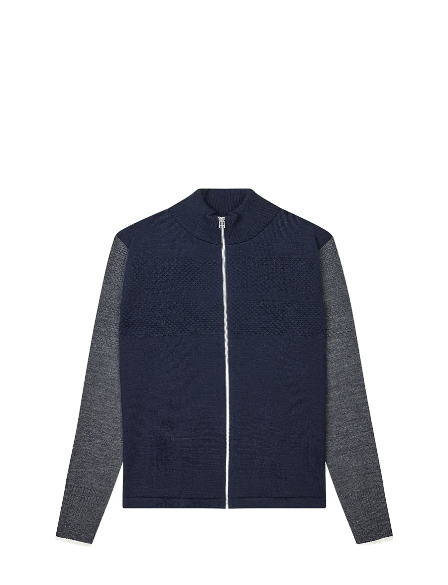 Mads Nørgaard - Wool Klemens Zip Knit - full zip jumpers - parisian night/charcoal melang - 0