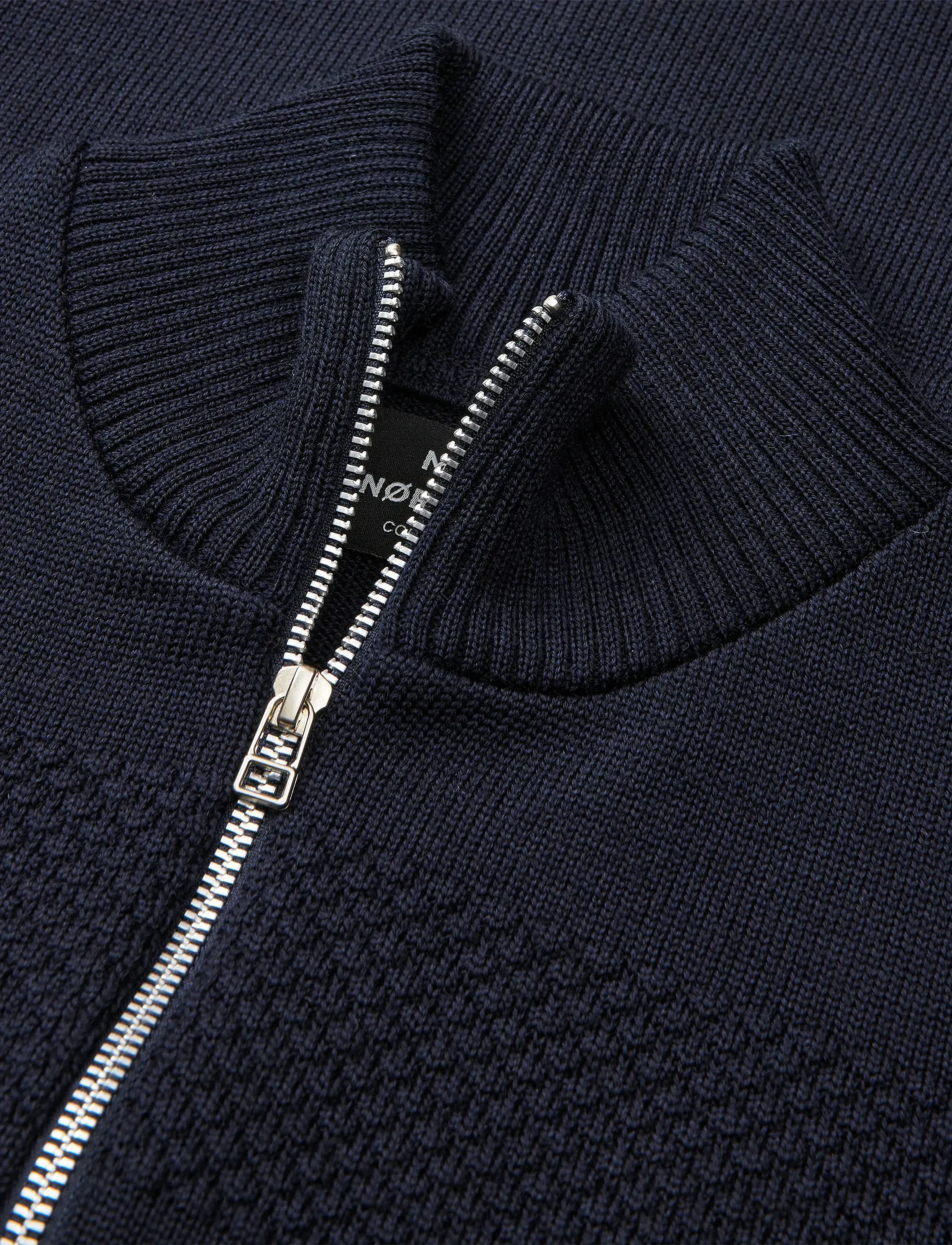 Mads Nørgaard - Wool Klemens Zip Knit - pullover mit durchgehendem reißverschluss - parisian night/charcoal melang - 1