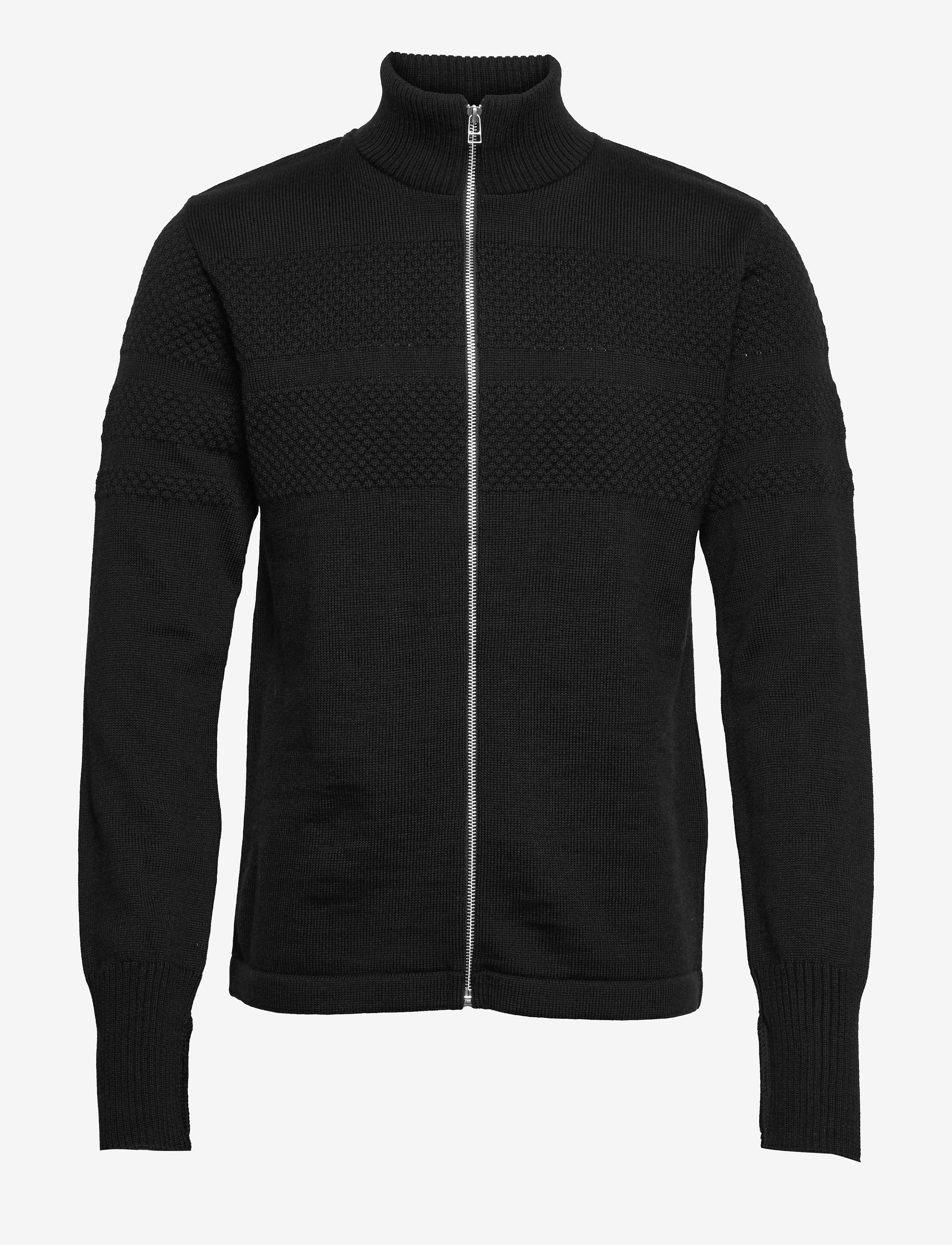 Wool Klemens Zip Knit FAV - BLACK