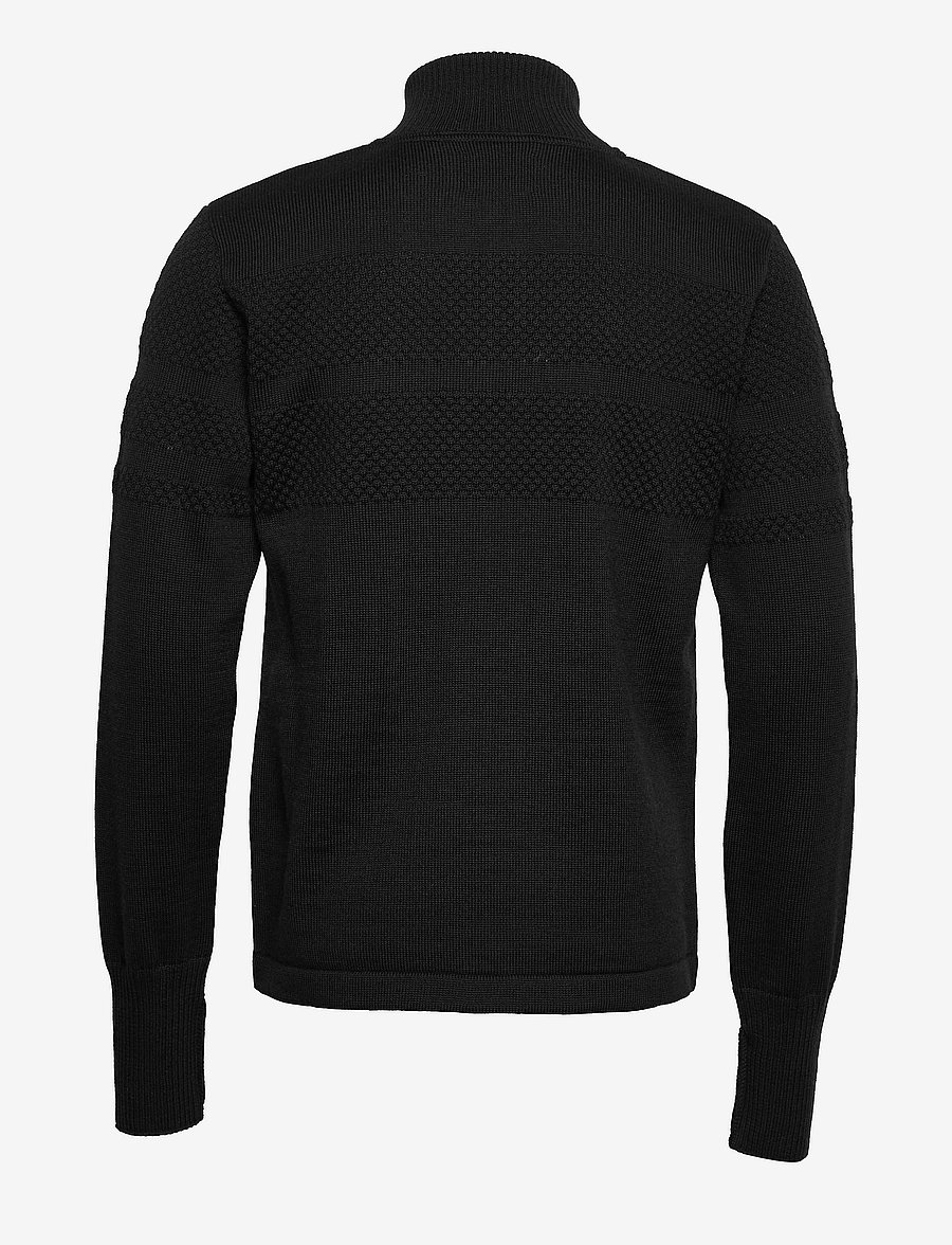 Mads Nørgaard - Wool Klemens Zip Knit - full zip jumpers - black - 1