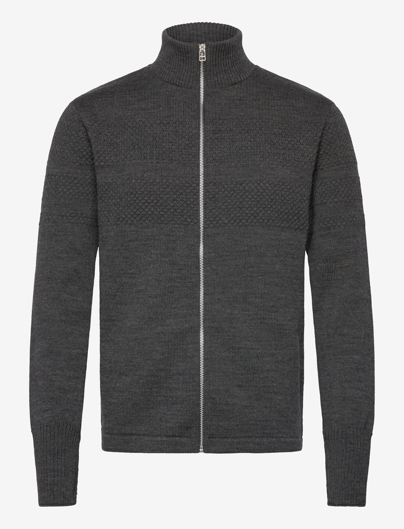 Mads Nørgaard - Wool Klemens Zip Knit - fødselsdagsgaver - charcoal melange - 0