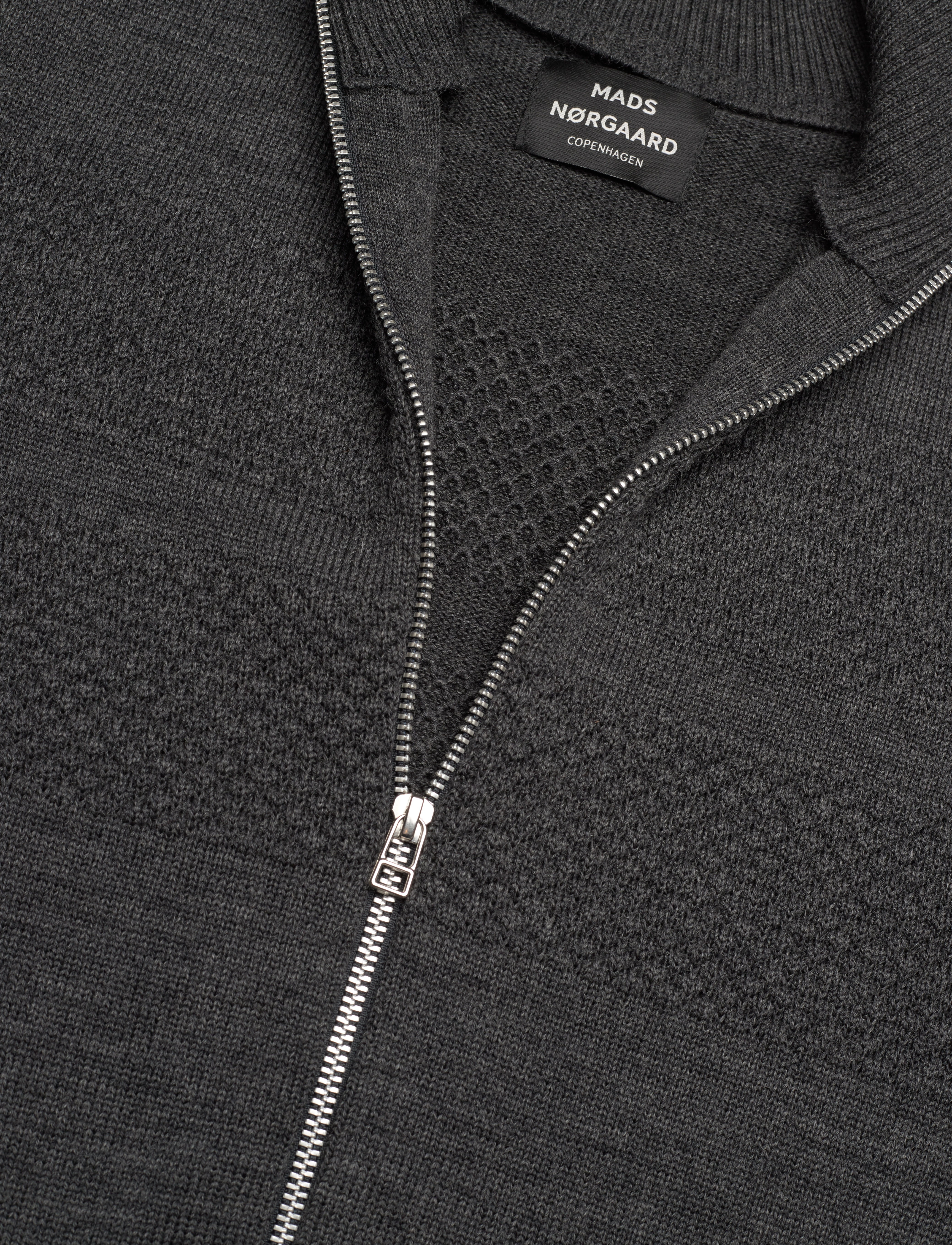 Mads Nørgaard - Wool Klemens Zip Knit - kudumid - charcoal melange - 2