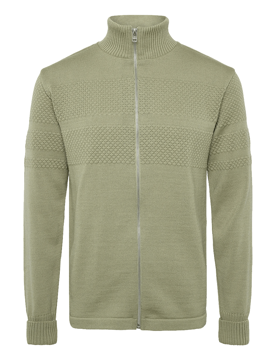 Mads Nørgaard - Wool Klemens Zip Knit FAV - pullover mit durchgehendem reißverschluss - overland trek - 0