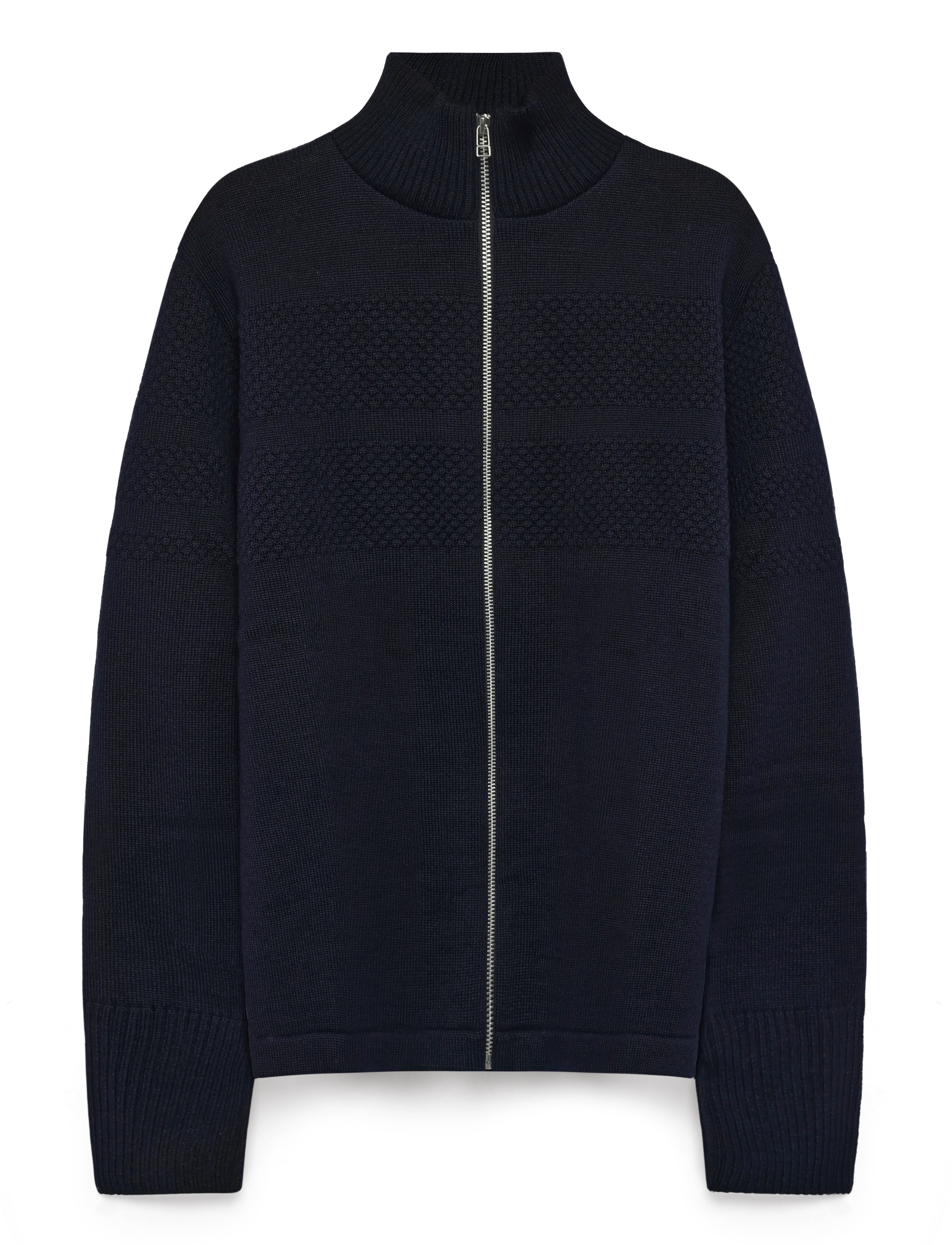 Mads Nørgaard Wool Klemens Zip Knit - Strickmode - SKY CAPTAIN / navy