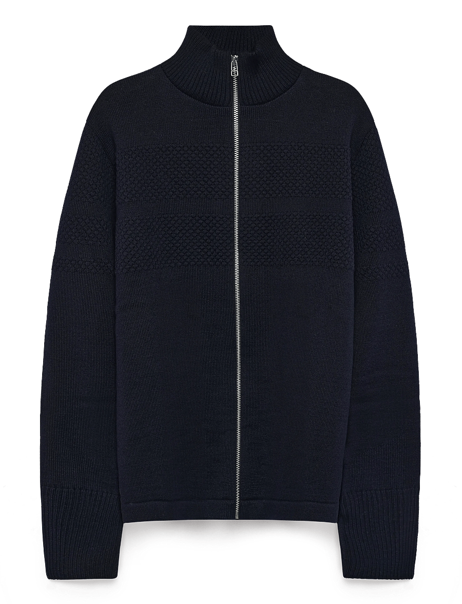 Mads Nørgaard - Wool Klemens Zip Knit - lukuga džemprid - sky captain - 1