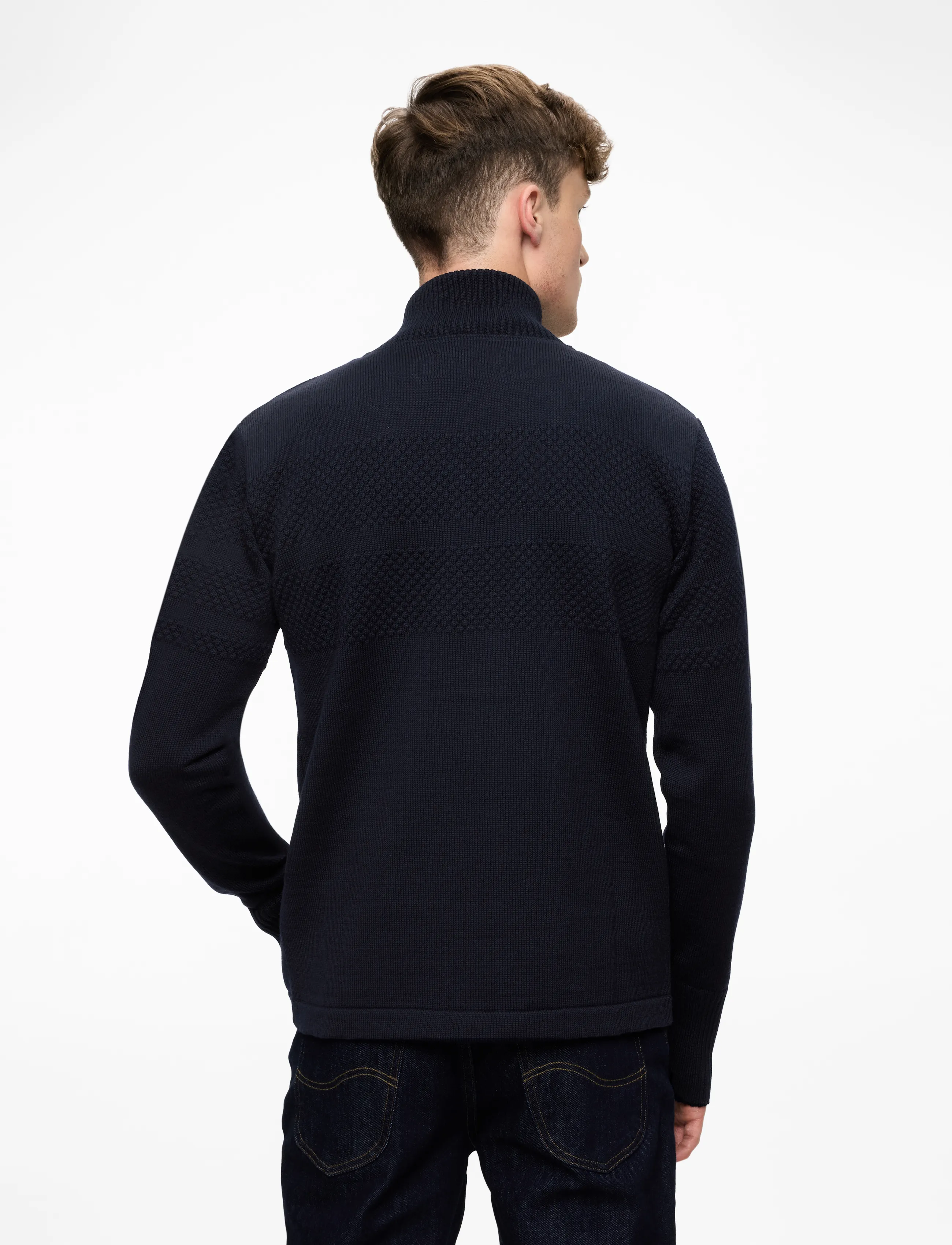 Mads Nørgaard - Wool Klemens Zip Knit - lukuga džemprid - sky captain - 4