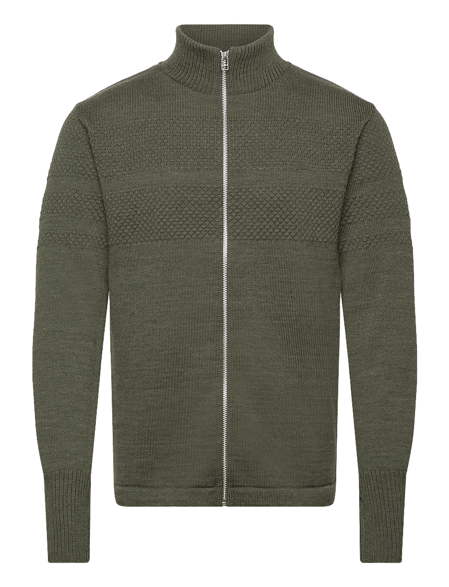 Mads Nørgaard - Wool Klemens Zip Knit FAV - pullover mit durchgehendem reißverschluss - tarmac - 0