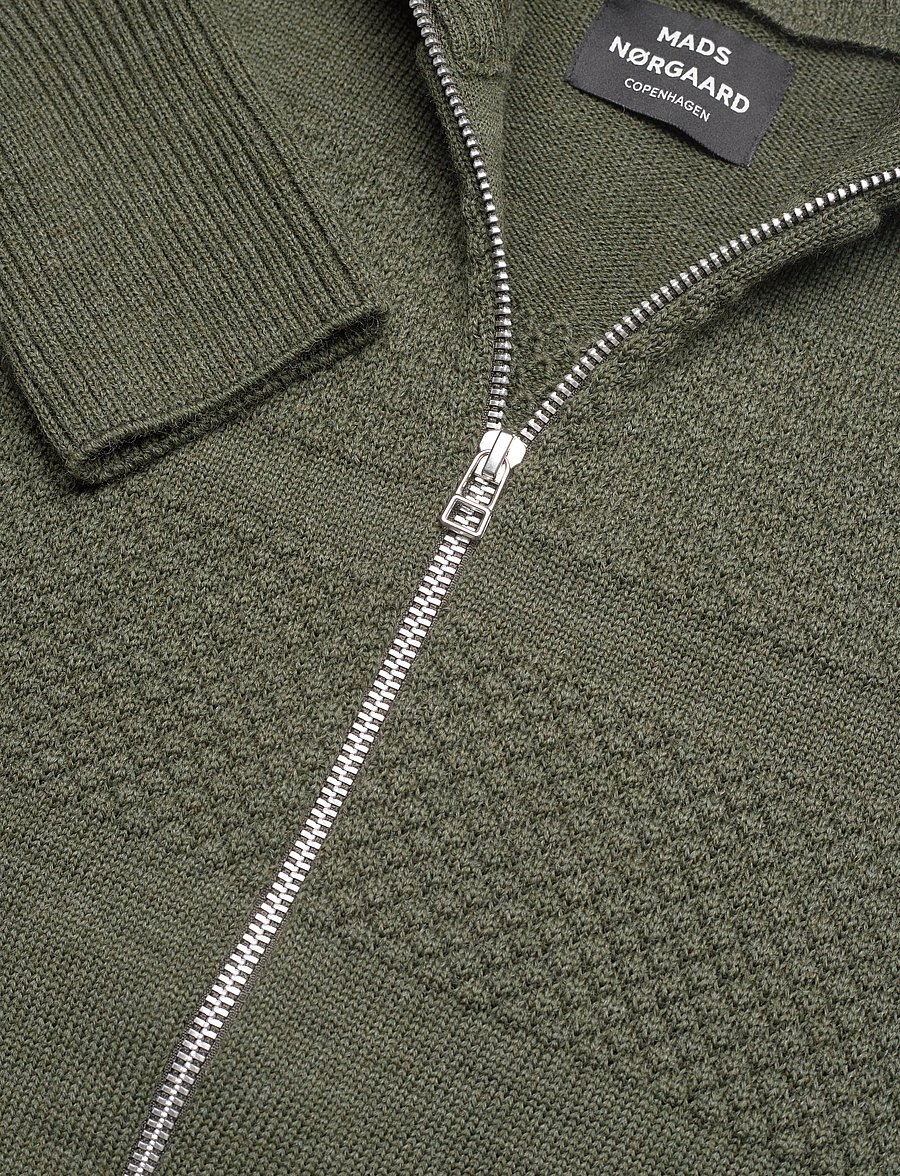 Mads Nørgaard - Wool Klemens Zip Knit FAV - pullover mit durchgehendem reißverschluss - tarmac - 2