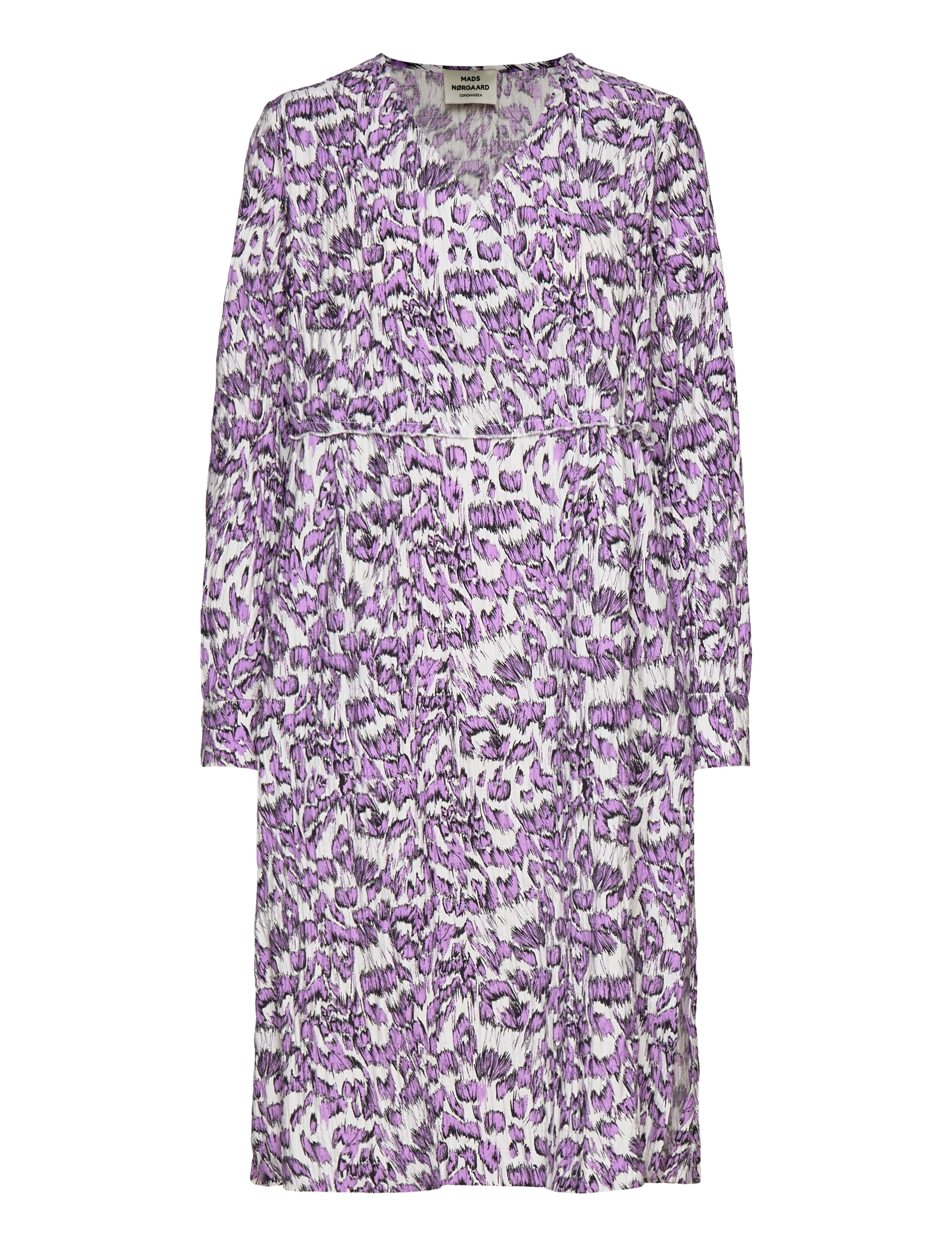 Mads Nørgaard Chakra Canary Dress AOP - Kjoler - ANIMAL AOP SNOW WHITE / purple