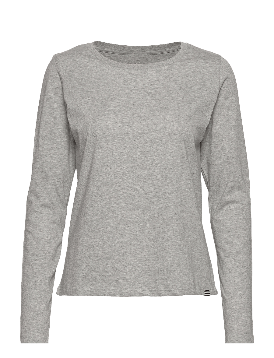 Mads Nørgaard - Organic Jersey Tenna Tee FAV - langærmede toppe - light grey melange - 0