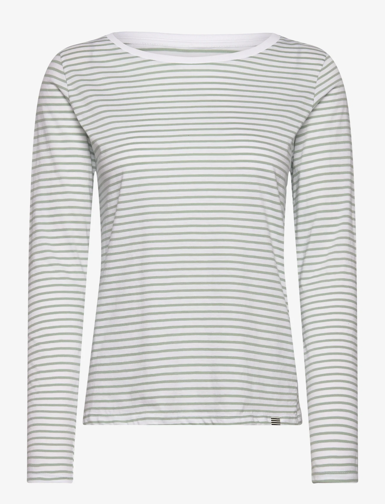 Mads Nørgaard - Organic Jersey Stripe Tenna Tee FAV - topi ar garām piedurknēm - brilliant white/jadeite - 0