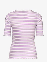 Mads Nørgaard - 2x2 Cotton Stripe Tinna Tee - t-shirt & tops - white alyssum / lavendula - 1