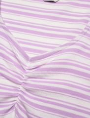 Mads Nørgaard - 2x2 Cotton Stripe Tinna Tee - t-shirts & tops - white alyssum / lavendula - 2