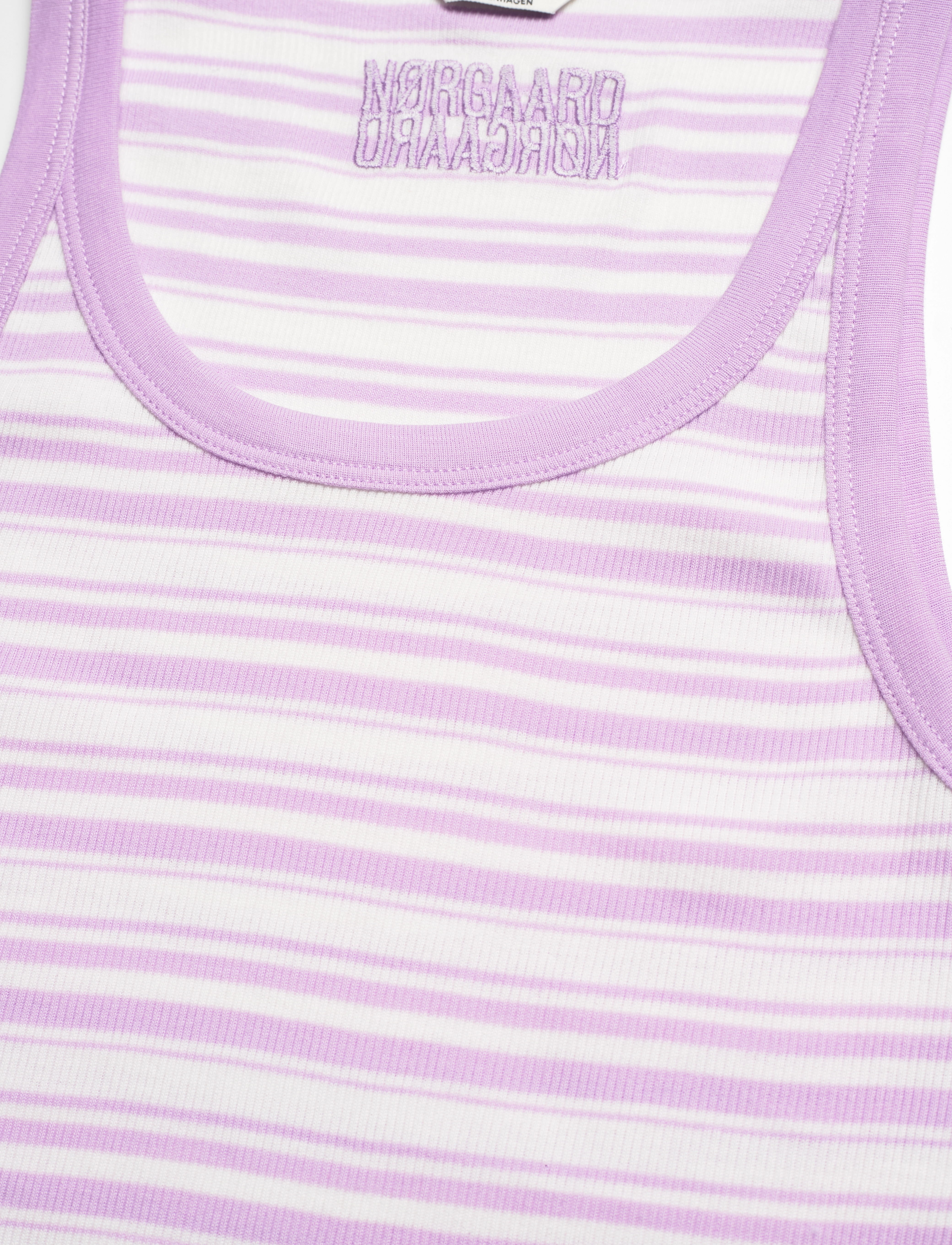 Mads Nørgaard - 2x2 Cotton Stripe Carry Top - white alyssum / lavendula - 3