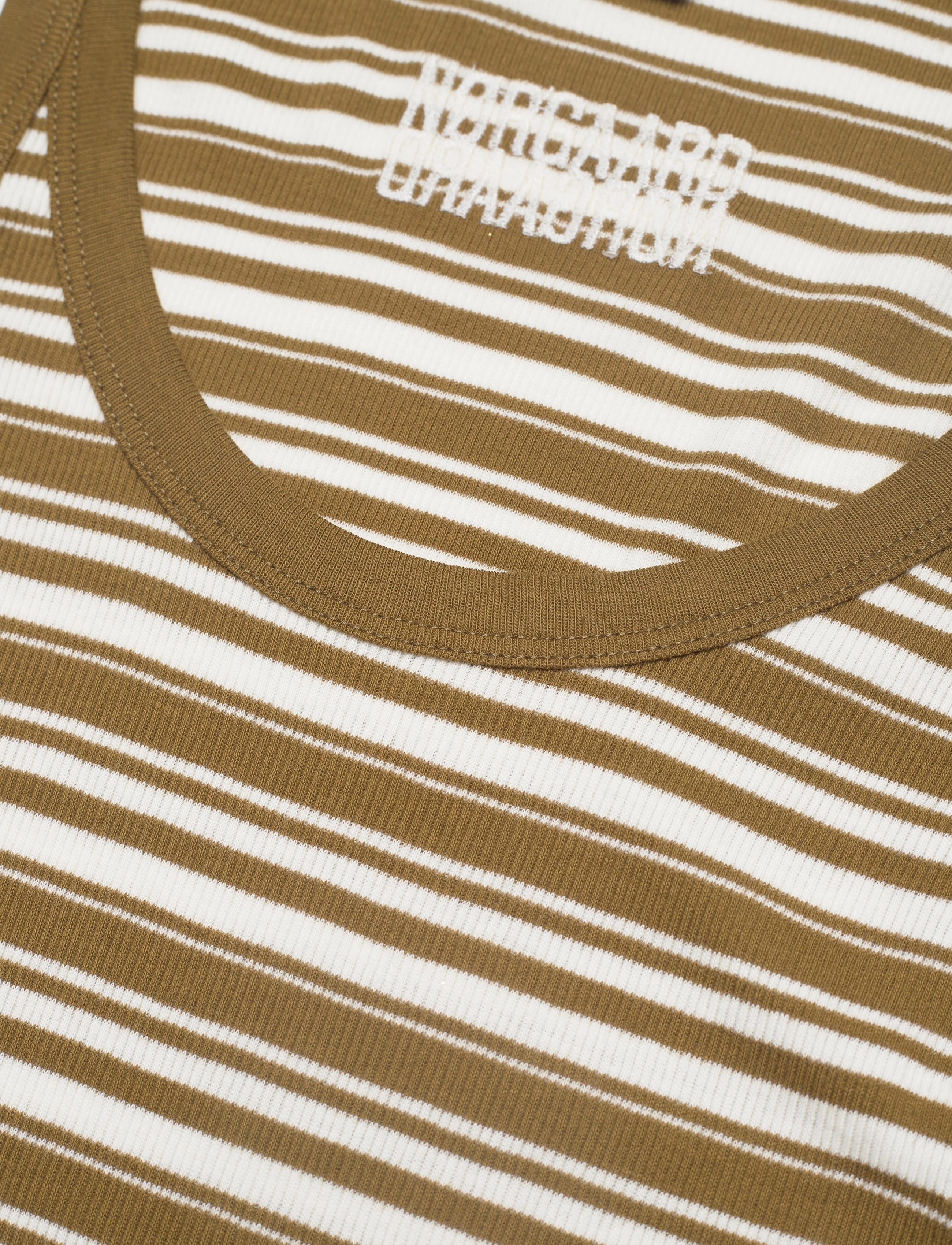 Mads Nørgaard - 2x2 Cotton Stripe Carry Top - fir green / white alyssum - 2