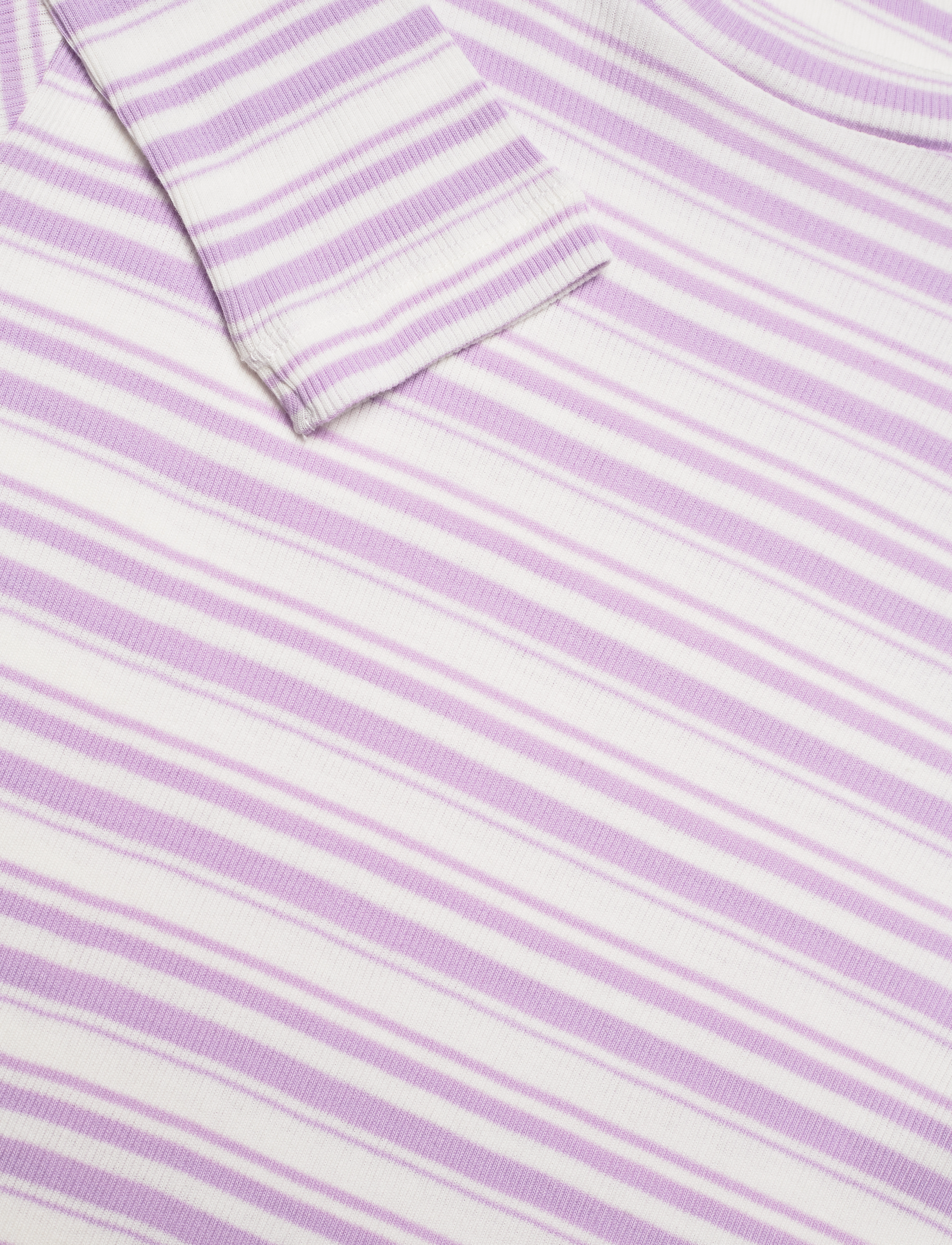 Mads Nørgaard - 2x2 Cotton Stripe Tuba Top - white alyssum / lavendula - 3