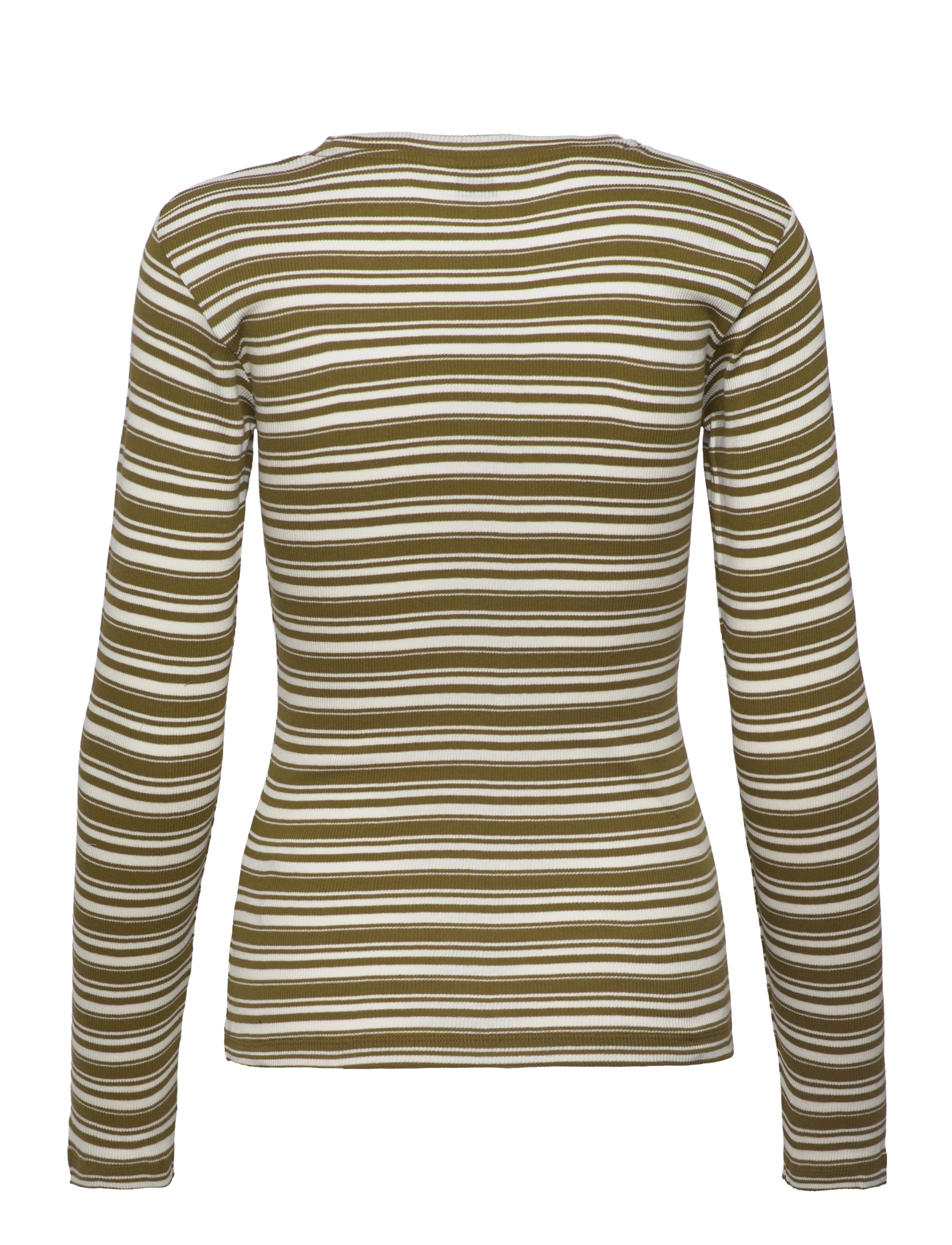 Mads Nørgaard - 2x2 Cotton Stripe Tuba Top - fir green / white alyssum - 1
