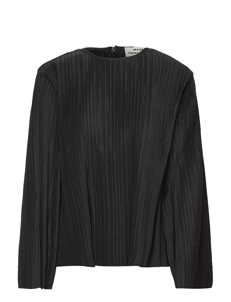Mads Nørgaard - Paper Pleat Rina Blouse - langærmede bluser - black - 0