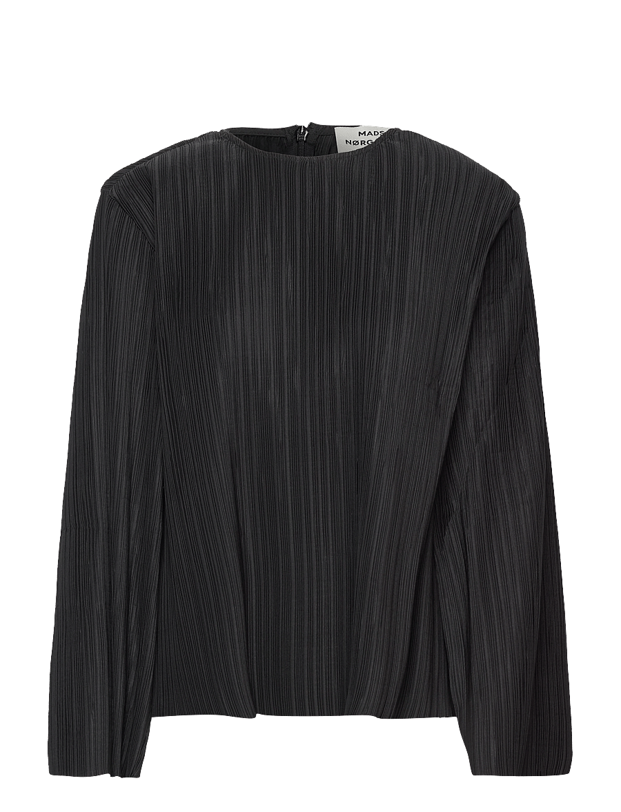 Mads Nørgaard - Paper Pleat Rina Blouse - langærmede bluser - black - 0