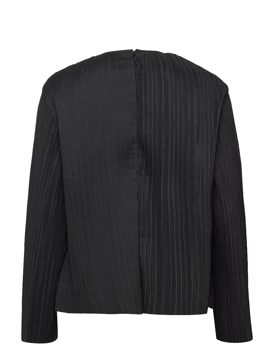 Mads Nørgaard - Paper Pleat Rina Blouse - langærmede bluser - black - 1