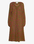Bumpy Flower Bellini Dress - BRUSHED DOT AOP FIR GREEN
