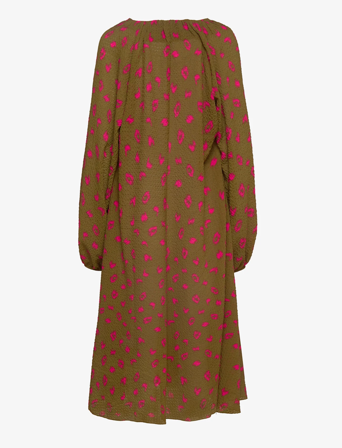 Mads Nørgaard - Bumpy Flower Bellini Dress - midi kjoler - brushed dot aop fir green - 1