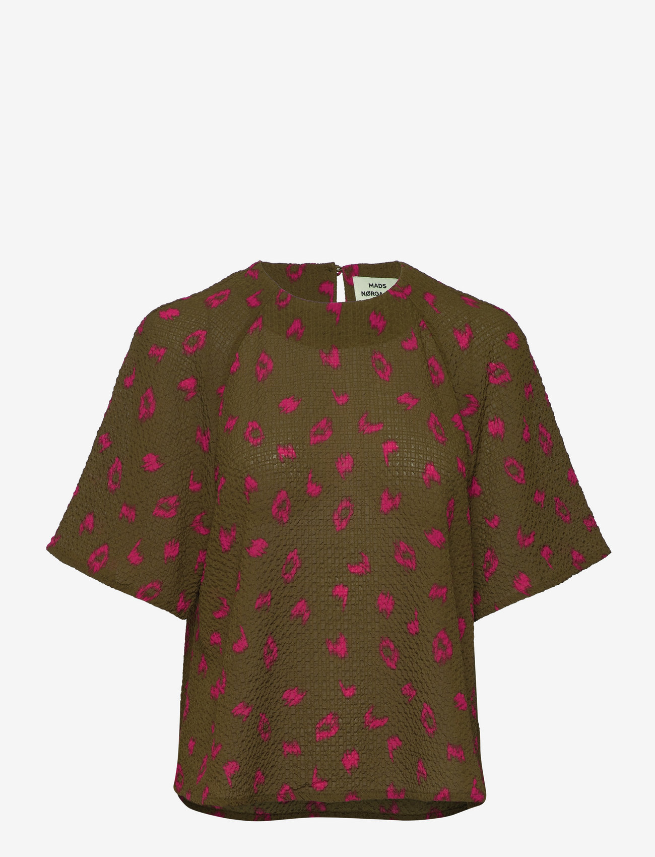 Mads Nørgaard - Bumpy Flower Rodgau Top - lühikeste varrukatega pluusid - brushed dot aop fir green - 0