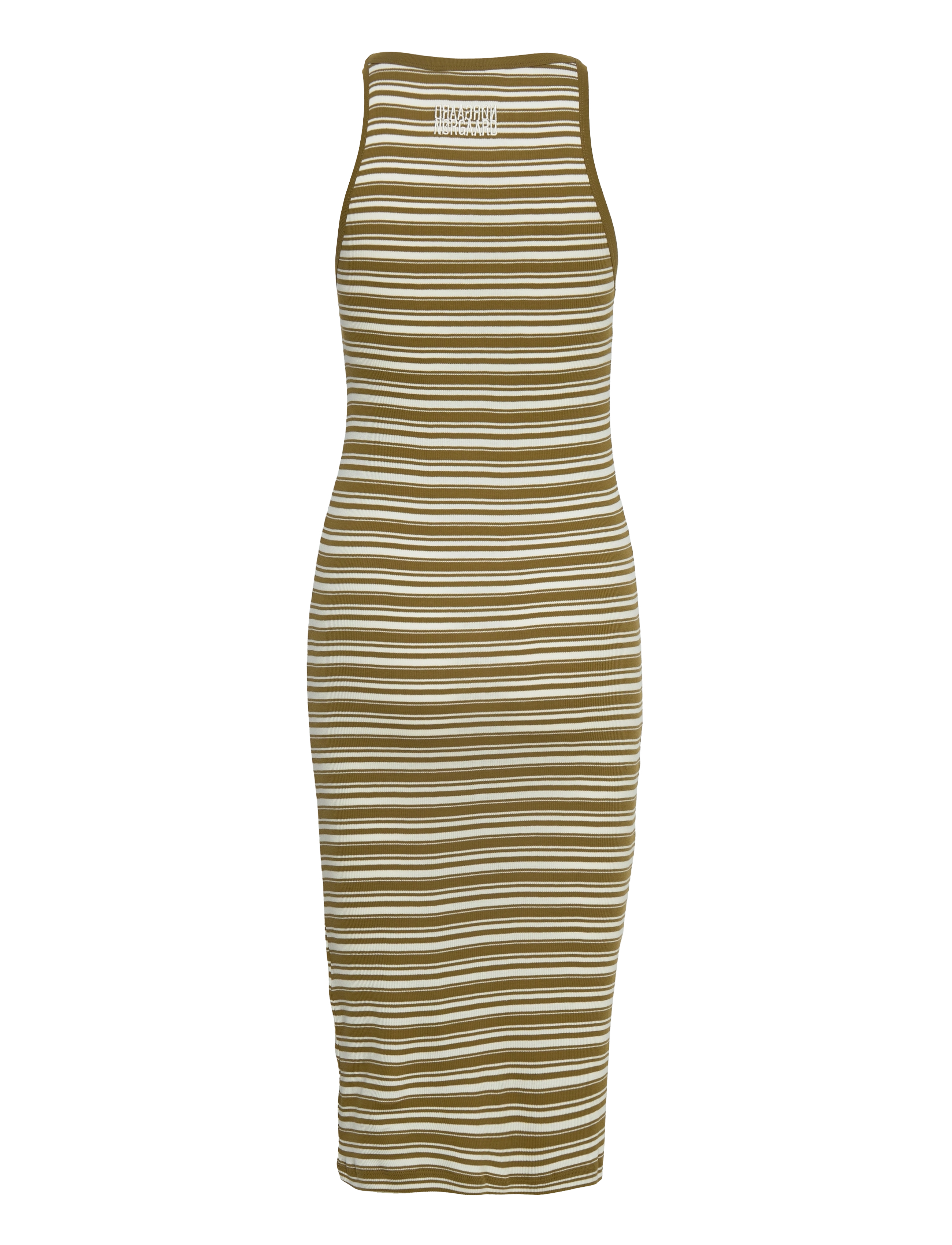 Mads Nørgaard - 2x2 Cotton Stripe Carina Dress - fir green / white alyssum - 1
