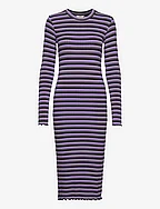 5x5 Stripe Boa Dress - 5X5 STRIPE BLACK
