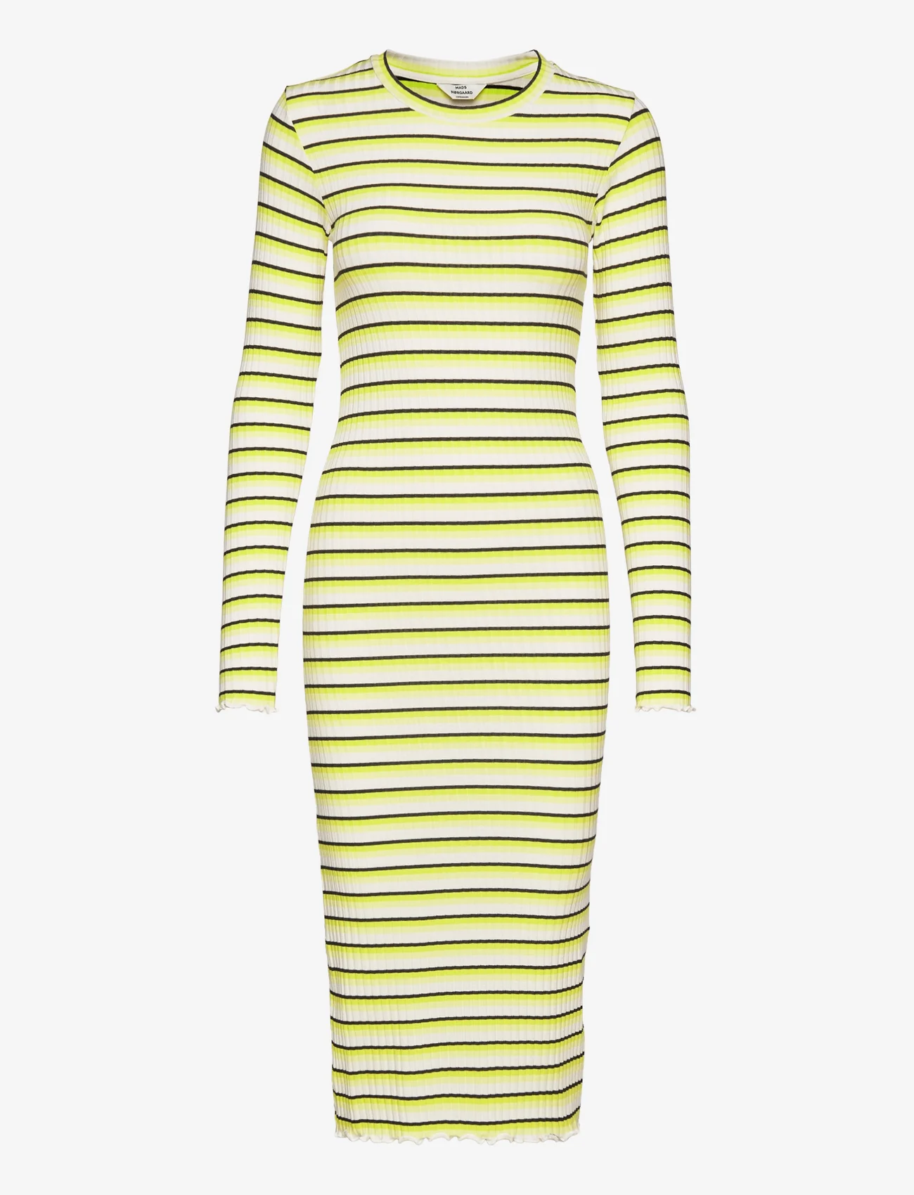 Mads Nørgaard - 5x5 Stripe Boa Dress - marškinėlių tipo suknelės - 5x5 stripe snowwhite - 0