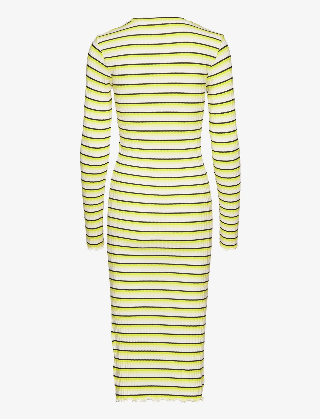 Mads Nørgaard - 5x5 Stripe Boa Dress - marškinėlių tipo suknelės - 5x5 stripe snowwhite - 1