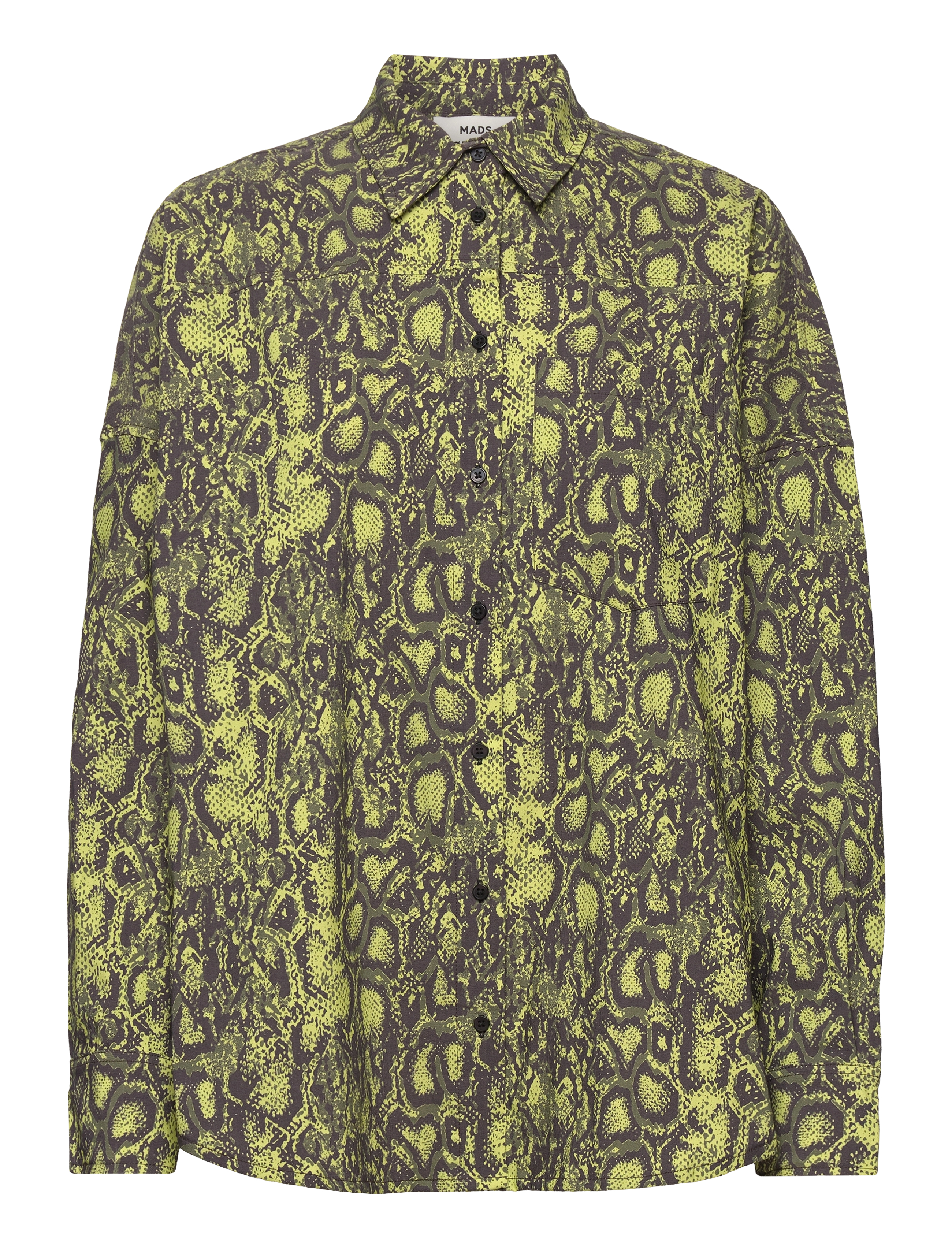 Mads Nørgaard Colette Neu Shirt AOP - Tøj - SNAKE AOP / SAFETY YELLOW / green