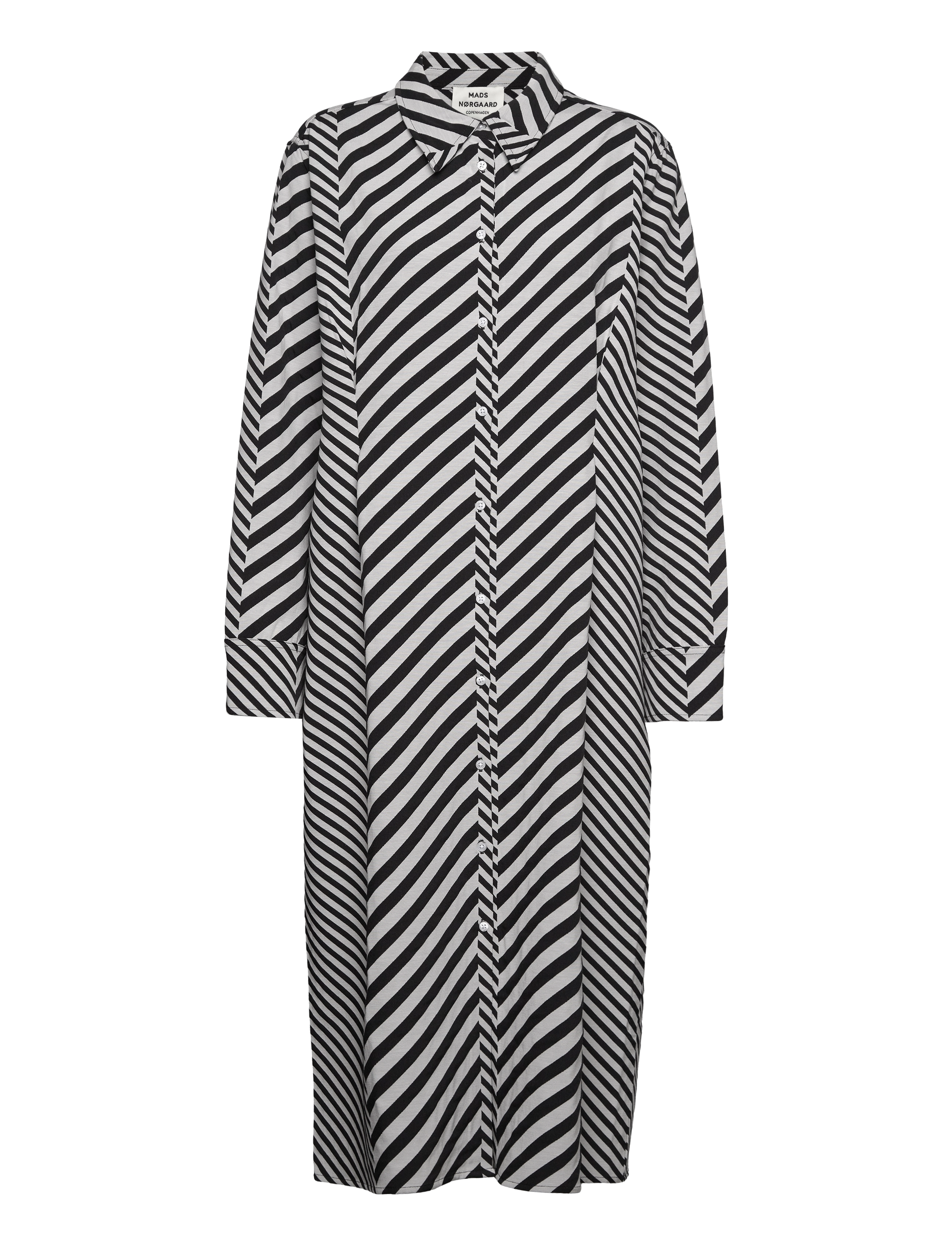 Mads Nørgaard - Mix Stripe Lora Dress - särkkleidid - black/cloud dancer - 0