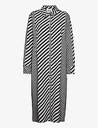 Mix Stripe Lora Dress - BLACK/CLOUD DANCER
