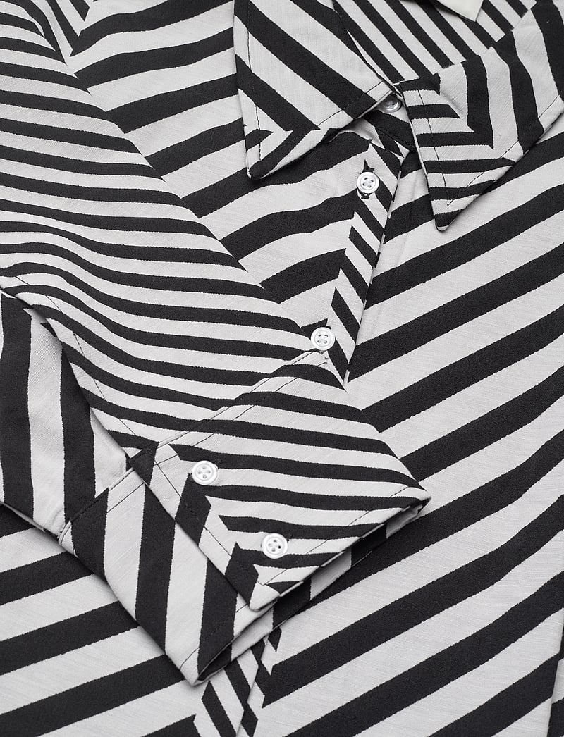 Mads Nørgaard - Mix Stripe Lora Dress - särkkleidid - black/cloud dancer - 2