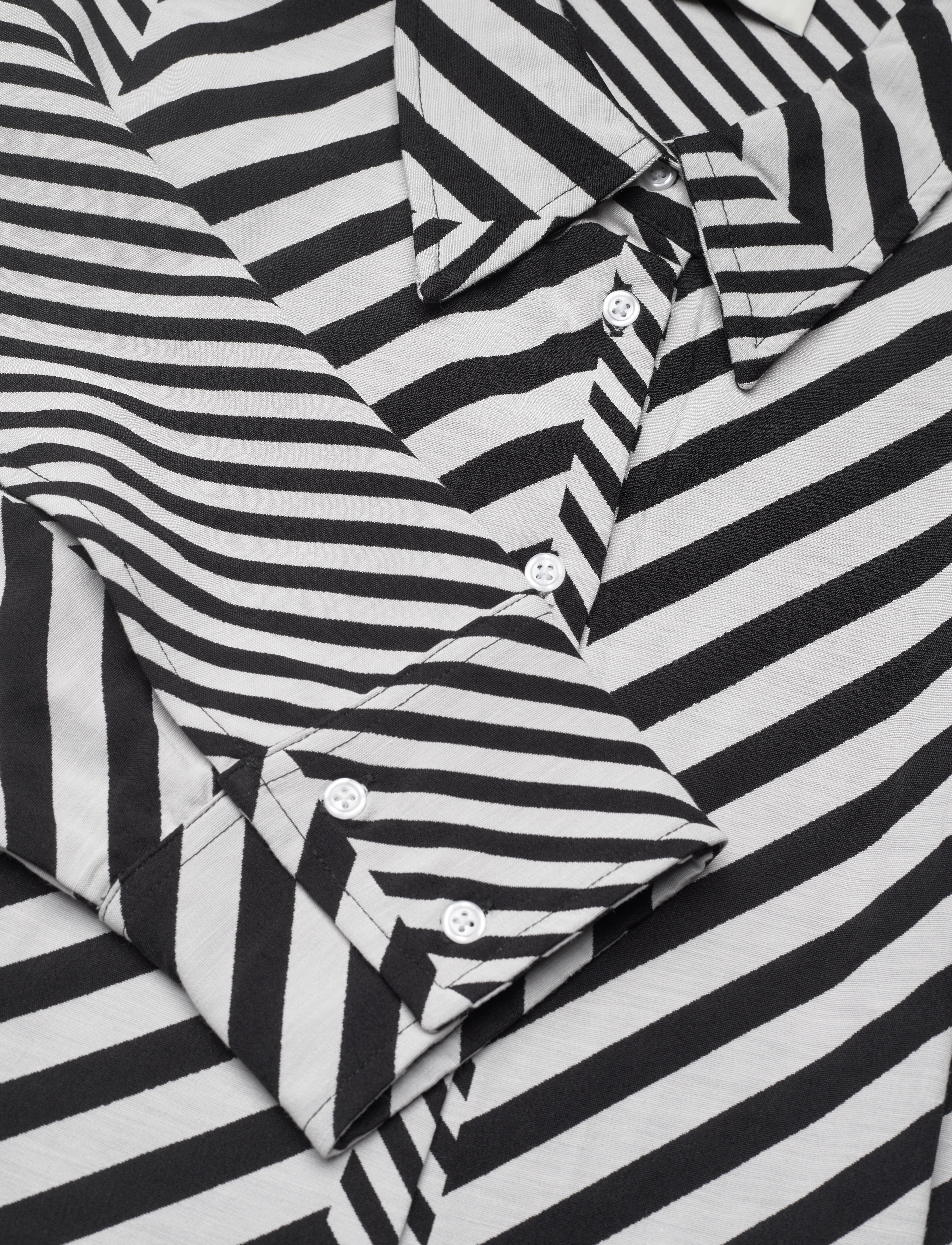 Mads Nørgaard - Mix Stripe Lora Dress - skjortklänningar - black/cloud dancer - 2