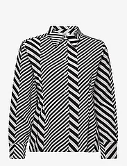 Mads Nørgaard - Mix Stripe Nollie Shirt - langermede skjorter - black/cloud dancer - 0
