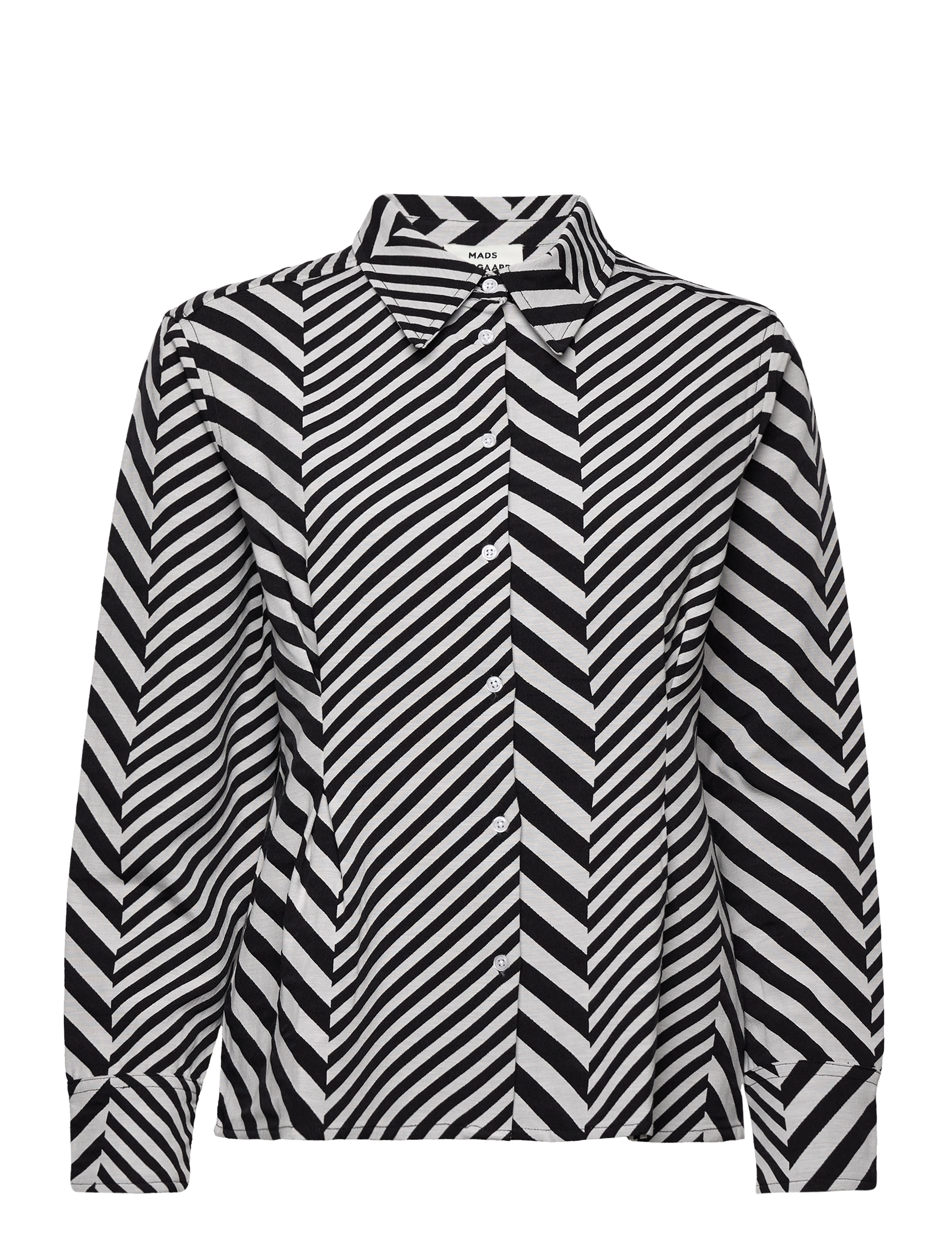 Mads Nørgaard Mix Stripe Nollie Shirt - Skjorter - BLACK/CLOUD DANCER / black