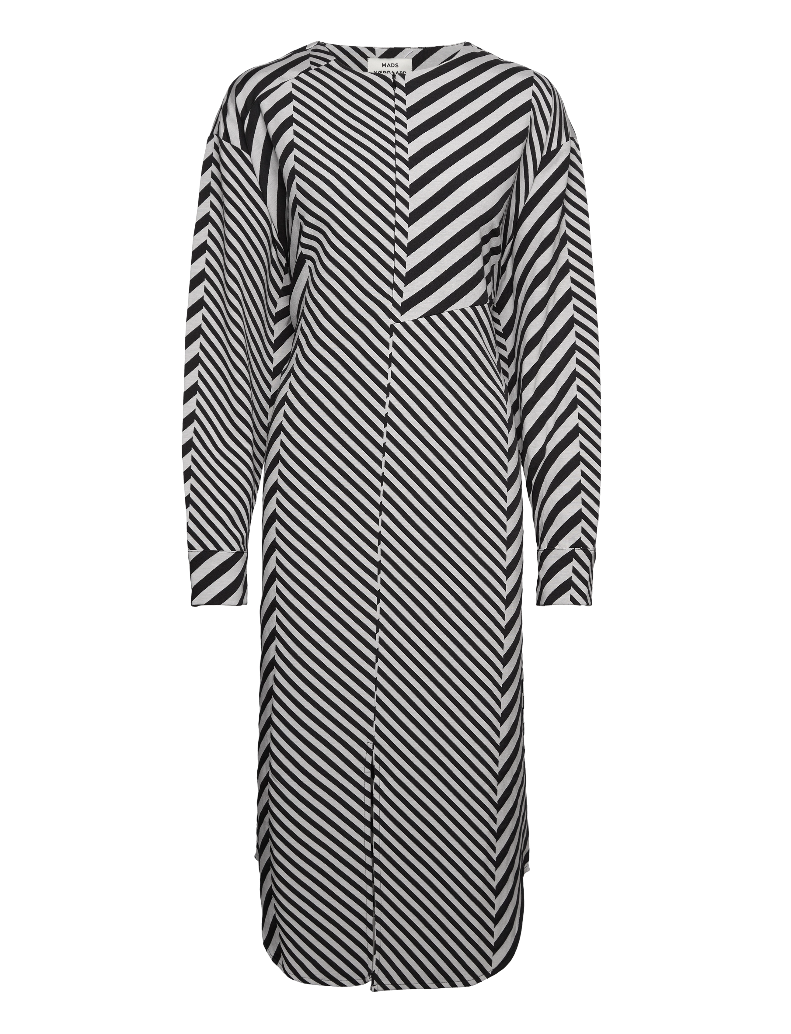 Mads Nørgaard Mix Stripe Bailey Dress, Kvinder, Mix Stribet Skjortekjole, Grå, Str: 34