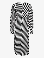 Mads Nørgaard - Mix Stripe Bailey Dress - t-shirt jurken - black/cloud dancer - 0