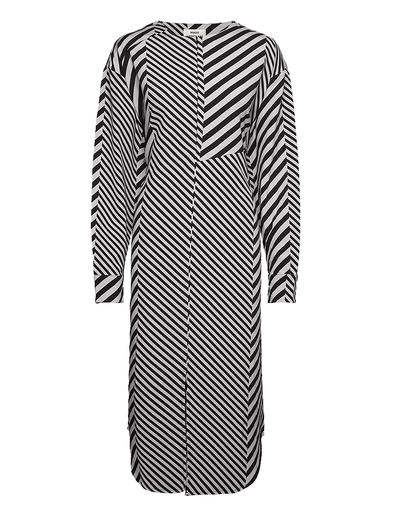 Mads Nørgaard - Mix Stripe Bailey Dress - midikleider - black/cloud dancer - 0