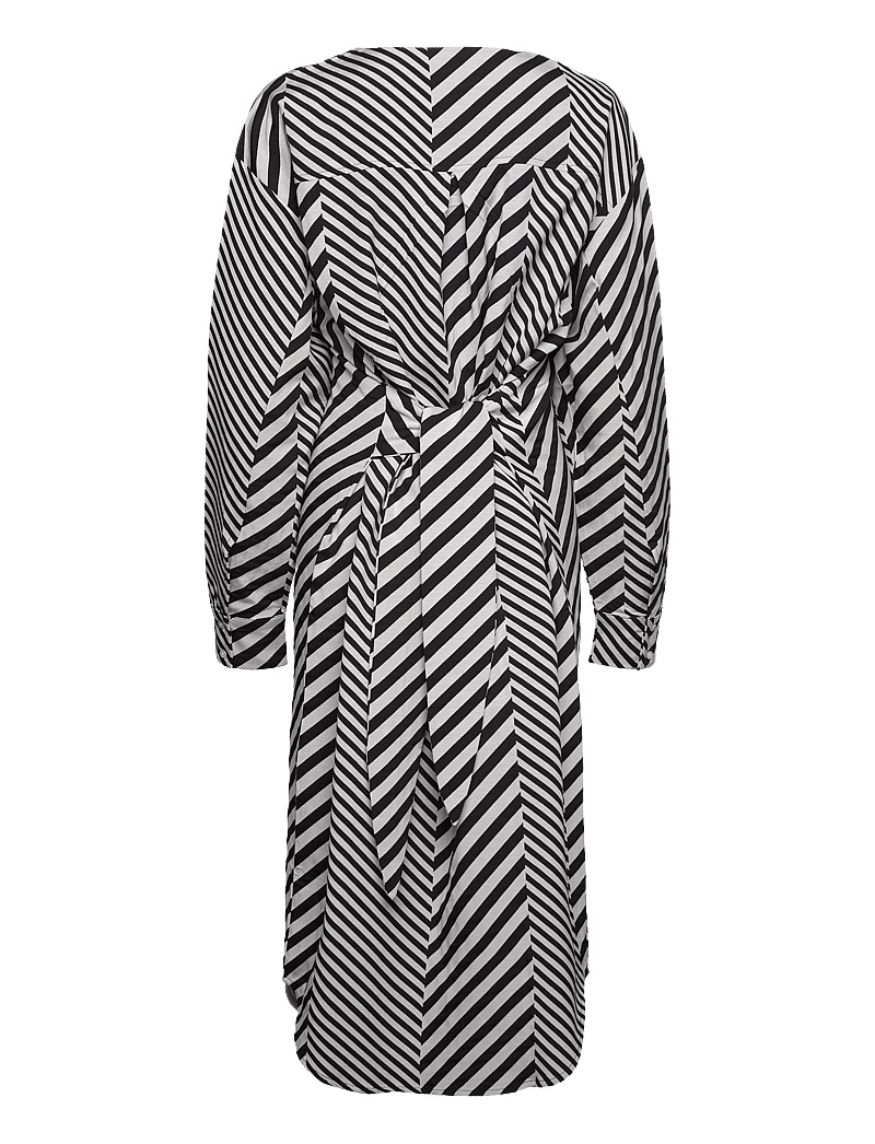 Mads Nørgaard - Mix Stripe Bailey Dress - midikleider - black/cloud dancer - 1