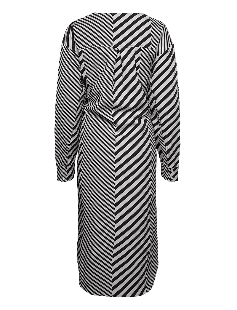 Mads Nørgaard - Mix Stripe Bailey Dress - midikleider - black/cloud dancer - 3