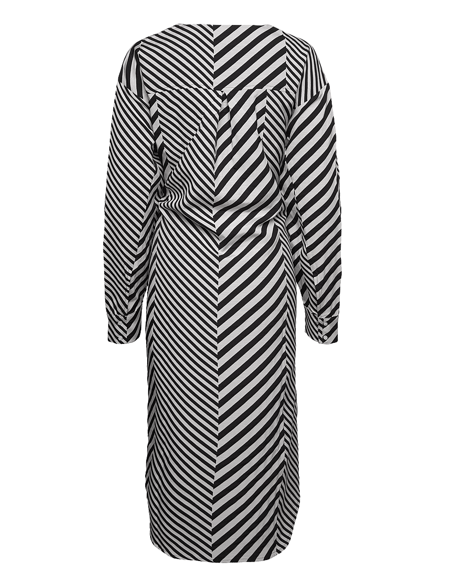 Mads Nørgaard - Mix Stripe Bailey Dress - midikleider - black/cloud dancer - 3